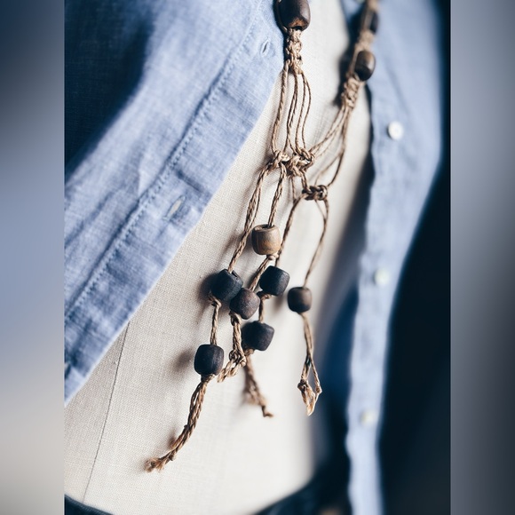 Necklace / 70’s HEMP & CLAY / VINTAGE - Picture 6 of 12